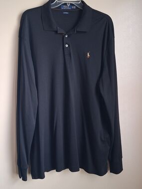 Polo Ralph Lauren Mens XL Classic Fit Long Sleeve Polo Shirt Navy Blue Jersey